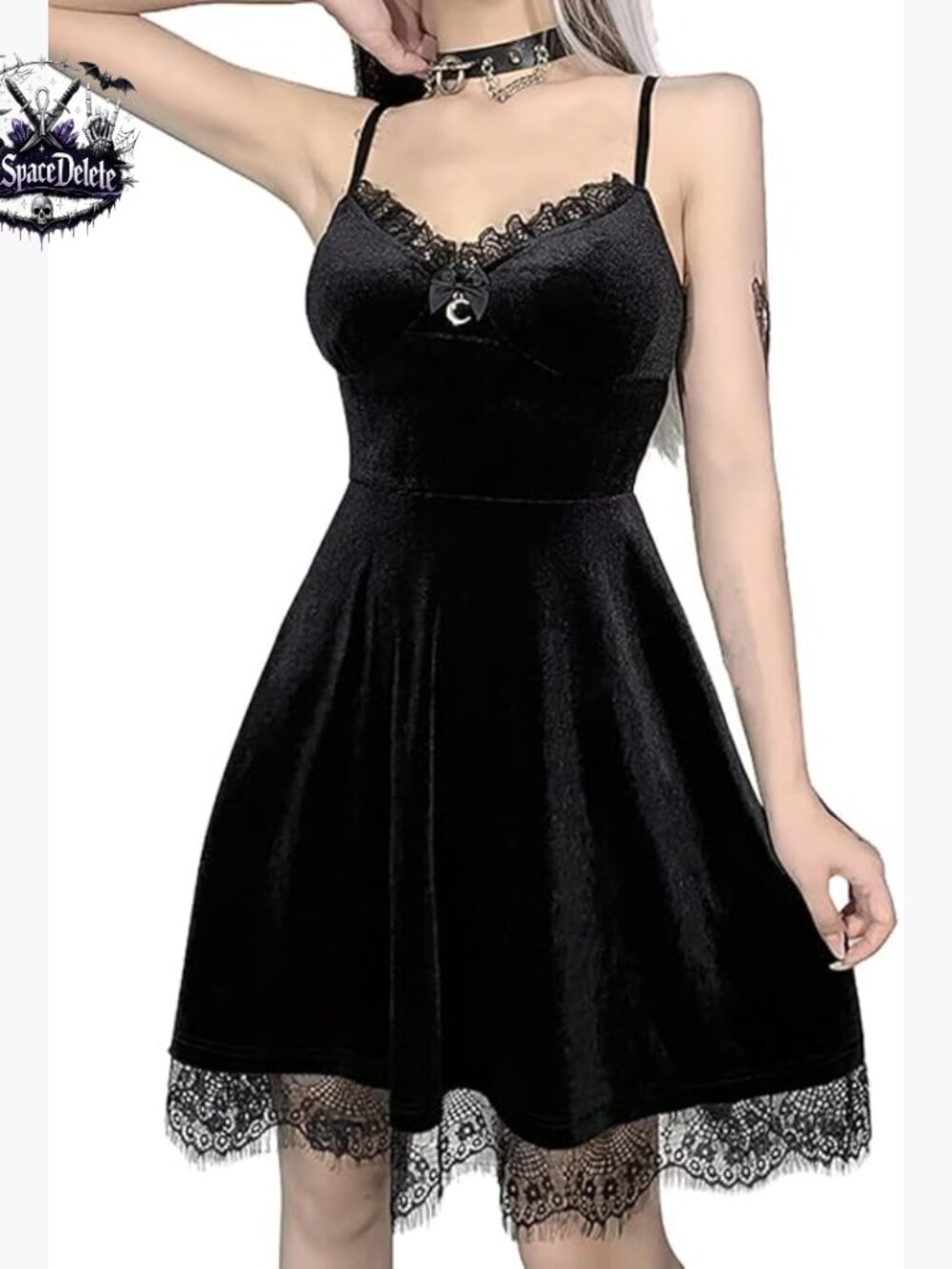 Velvet Gothic Lolita Dress Sleeveless Midi Bodycon Emo Grunge Style